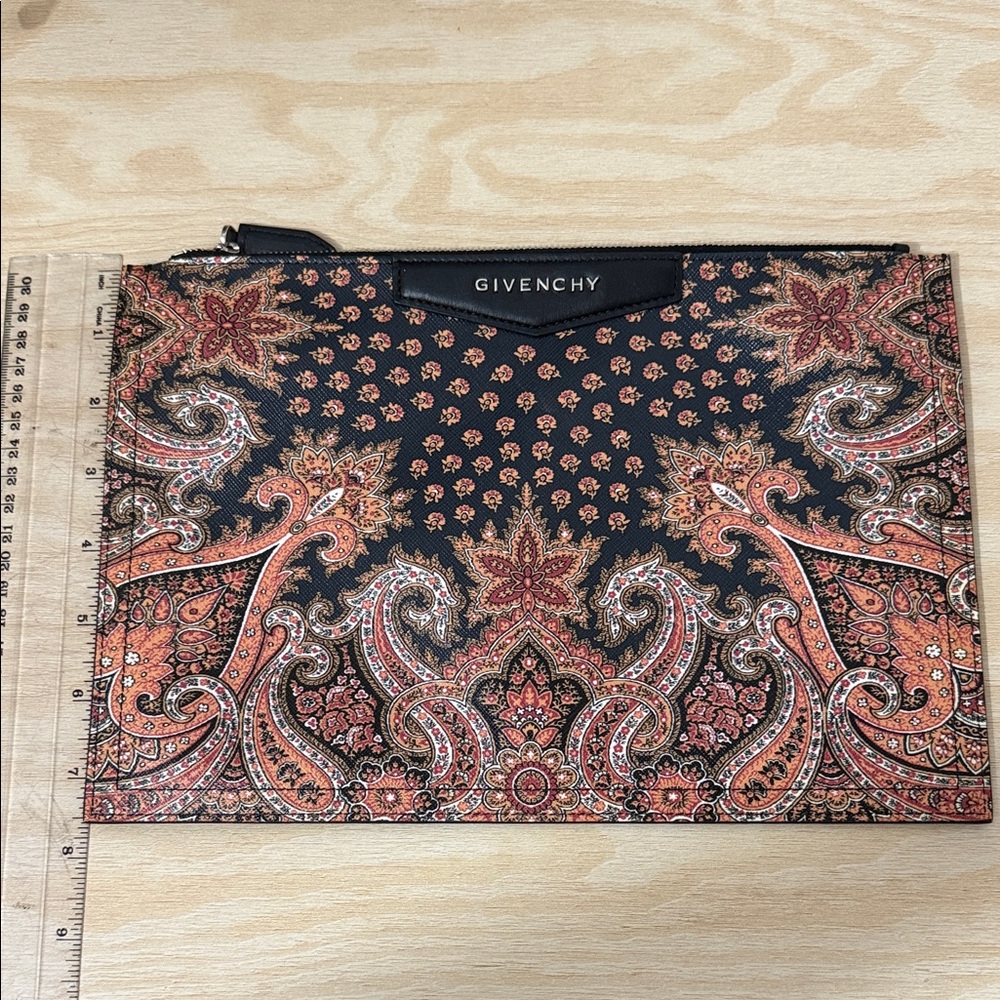 Givenchy Black and Red Paisley Pouch